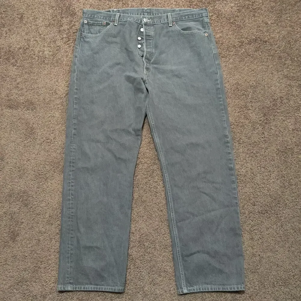 Vintage Levis 501xx Jeans‎ Mens 41 x 30 Light Grey Faded Button Fly Straight Y2K
